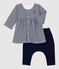 Baby-Kleid mit Leggings aus Bio-Baumwolle für Mädchen blau SMOKING/weiss MARSHMALLOW